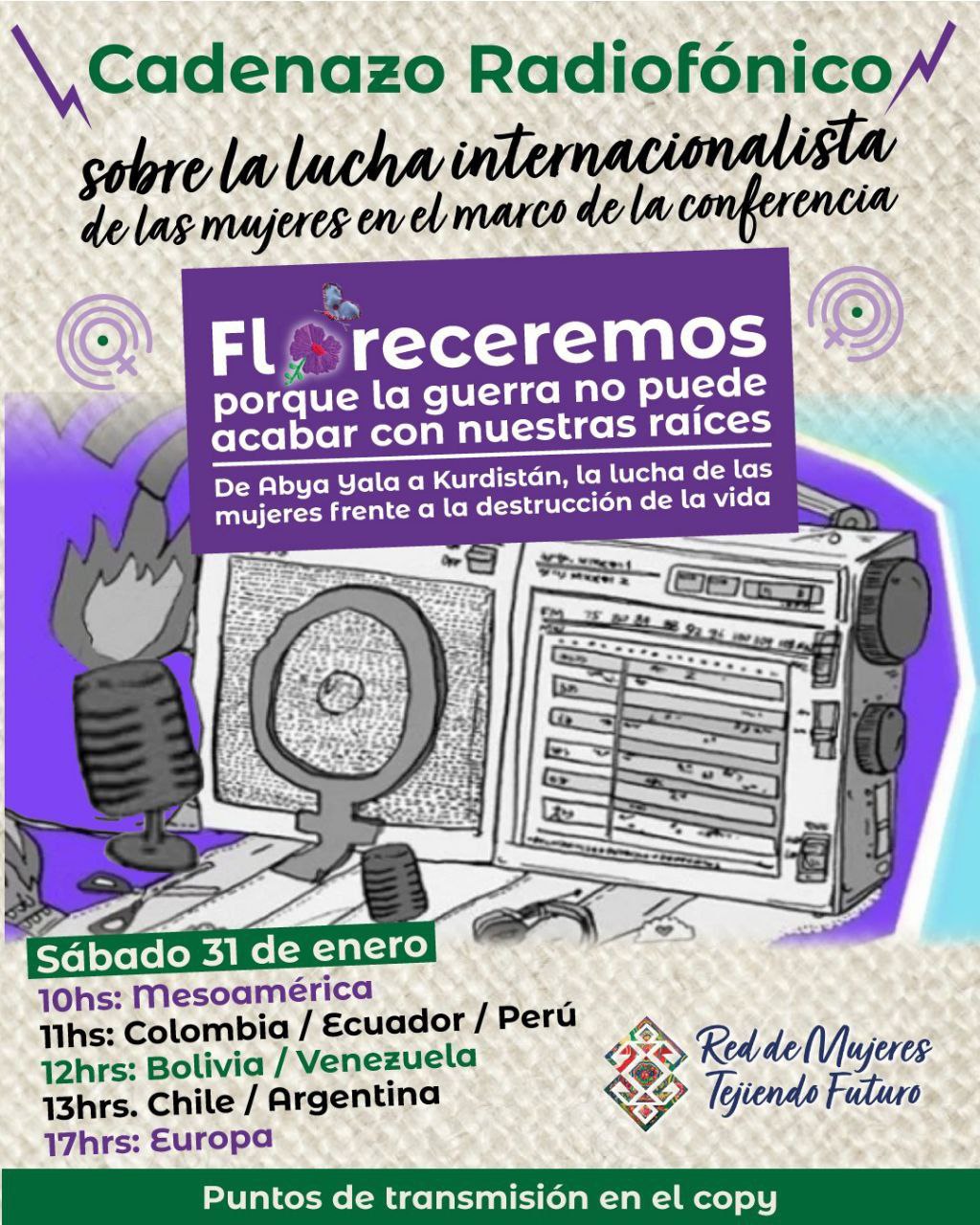 Cadenazo Radiofónico Sobre la lucha internacionalista de las mujeres 