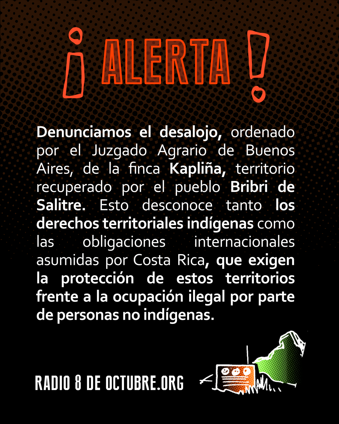 DENUNCIAMOS. Amenaza de desalojo contra familias recuperadoras en Territorio Bribri de Salitre